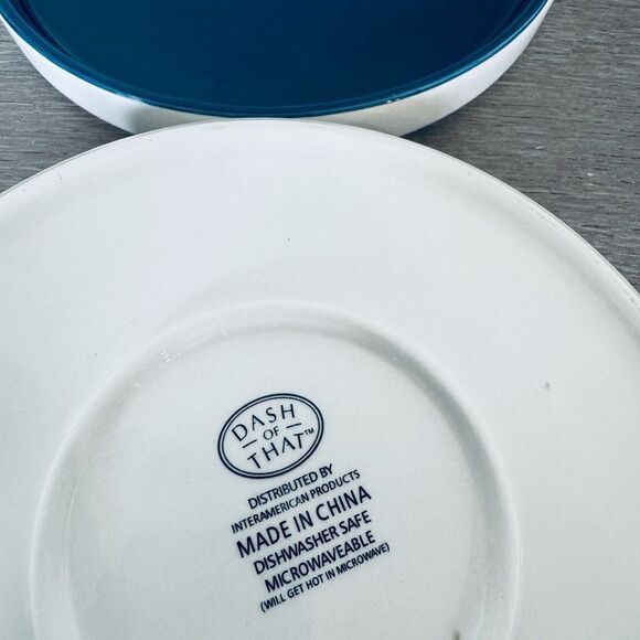 Navy Blue Ceramic Pottery Round Decor Tray Plates Set - Picture 3 of 3